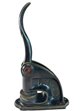 Antique Cast Iron Seal Press Embosser Lever Action Brass Die Prop Collectible